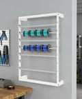 6 Rod Wall Mounted Wire Spool Rack Adjustable Cable Organizer For Garage Workshop Save Space Easy Install with colorful spools