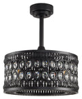 Dope Crystal Ceiling Fan With Lights Remote Control 6 Speeds Reversible Quiet Motor Black Finish for Living Room Kitchen