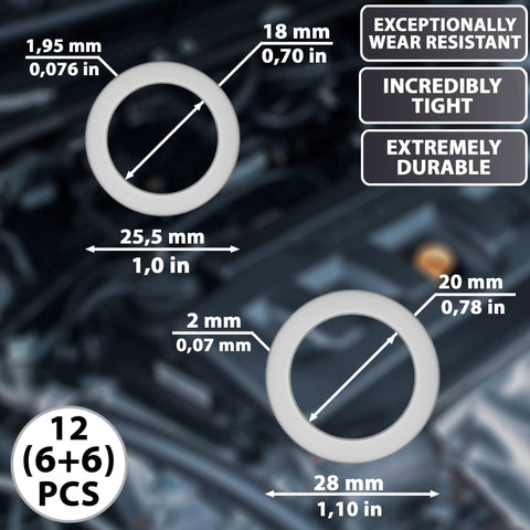 12 Piece Drain Plug Washer Set For Oil Change And Transmission Service M18 M20 OEM 94109 20000 And 90471 PX4 000 product image
