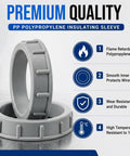 50 Pack 2 Inch Gray Plastic Conduit Bushings Heavy Duty Insulating Sleeves features flame retardant polypropylene design.