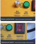Close-up of steam control knob and waterproof switch on 3000W High Pressure Steam Cleaner With 6 Bar Power Portable High Temperature Vapor Cleaning Machine For Home Auto Kitchen And Garage Heavy Duty Cleaning Performance On The Go.