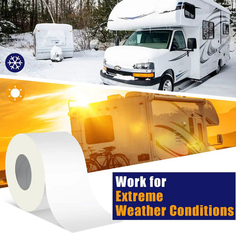 RV Roof Tape 4 Inch By 50 Feet Weatherproof Sealant Tape For RV Repair And Camper Roof Sealing UV Resistant White Butyl