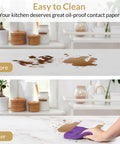 Before and after cleaning with Marble Contact Paper Peel And Stick Countertop Wallpaper 23.6 X 78.7 Inches Waterproof Self Adhesive.