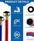 Heavy Duty 4Ft Washer Hoses Dual Color Burst Proof Water Supply Lines 3 Quarter Inch Fittings For Hot And Cold Laundry Washers 2 Pack With Leakproof Washers And Easy Install red and blue brass ends