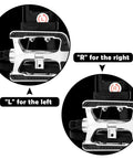 Heavy Duty Bike Pedals With Toe Cages And Straps Nine Sixteenth Inch Spindle For Outdoor Cycling And Indoor Spin Bikes Aluminum Alloy Replacement Pedals For Multi Purpose Use, showing left and right labels