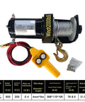 Heavy Duty 2000 Lb Electric Chain Hoist With 12 Or 24 Volt Truck Crane For Warehouse And Workshop Use Featuring safety alloy steel hooks and brake system.
