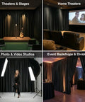 12x10 Ft Golf Simulator Curtain Blackout Enclosure Cloth With Grommets used in theaters, home theaters, studios, events