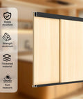 Side view of Metal Sliding Door Track Kit Two Sets 48 Inch Length For One Quarter Inch Thick Panels Cabinet Glass Closet Sliding Doors Hardware Black Finish Includes Two Upper Tracks And Two Lower Tracks Cut To Length For Custom Fit