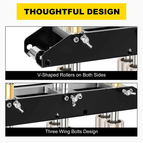 Three Station Edge Roller Bender with V-shaped rollers and wing bolts for sheet metal bending, 0 to 90 degree bends, pro grade build