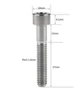 Titanium M7x40 Hex Socket Bolts 2 Pack 6AL4V Grade 5 Titanium Alloy 1mm Pitch 7mm Diameter Head dimensions