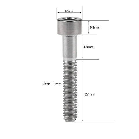 Titanium M7x40 Hex Socket Bolts 2 Pack 6AL4V Grade 5 Titanium Alloy 1mm Pitch 7mm Diameter Head dimensions
