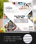 Peel And Stick Marble Look Vinyl Floor Tiles 12x12 Inch 32-Pack Waterproof Removable Floor Tiles For Bathroom Kitchen Basement Bedroom DIY Friendly No Grout Needed 0.06in Thick Durable Easy Install packaging