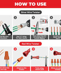 Instructional guide for using 6 Piece Wire Twister Drill Set With Bit Holder Keychains And Red Wire Nut Twister One Quarter Inch Hex Shank Works On 9 To 22 AWG Wires Jobsite Ready Pro Grade Electrician Tools For Quick Secure Wire Bundling And Bit Organization