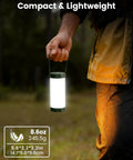 Person holding 106 LED Camping Lantern With 5000mAh Battery, Up To 80 Hours Of Light, 1200 Lumens, compact and lightweight design