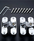 Built Tough Zinc Alloy Hidden Hinges For Furniture Pair Slick Invisible Concealed Folding Counter Door Right Side 23 X 95mm Comes Loaded With Mounting Screws Quick Install Smooth Swing with screws.