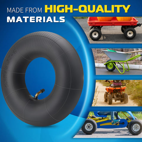 4.10/3.50-4 Replacement Inner Tube With Bent Valve Stem, 10 Inch Outer Diameter, ideal for wheelbarrows and lawn mowers