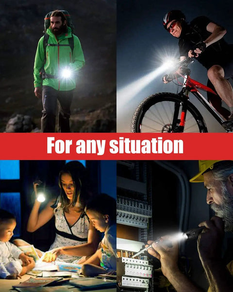 Ultra Bright LED Flashlight Six Pack With 2000 Lumens Five Modes Waterproof Zoom Focus Beams Portable Outdoor Flashlights For Camping Hiking Home And Emergency in various situations: hiking, biking, reading, and repairing.