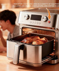 Modern countertop oven with meat inside, featuring indicator lights like those seen in 8mm Metal Indicator Light Pack Of 5 110V 120V.