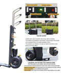 Heavy Duty Electric Stair Climbing Hand Truck With Brushless Motor And Stepless Speed Control For Moving Furniture Up Or Down Stairs Effortlessly Featuring high capacity battery display and adjustable handle switch for easy use.