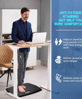 Anti Fatigue Standing Mat With Massage Points For Kitchen And Office, Portable Floor Rug With Built In Handle, 17 By 22 Inches, Black in use at desk