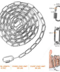 Image of a 6 Feet Lightweight Stainless Steel Chain With Hooks One Eighth Inch Thin Links Adjustable For Bird Feeders Plants Fruit Baskets And Decorative Hanging Silver Holds Up To One Hundred Twenty Pounds.