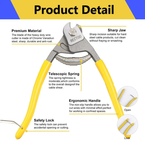 Heavy Duty 8 Inch Wire Cutter For Stainless Steel Wire Rope Up To One Quarter Inch Precision Clean Cuts Without Fraying Built Tough