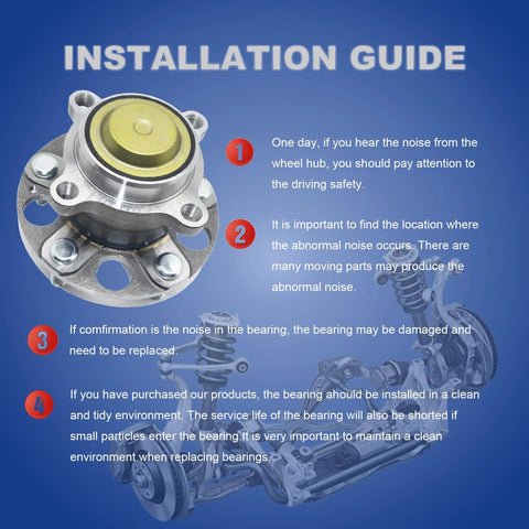 Installation guide for 512544 Rear Wheel Bearing And Hub Assembly For Honda Accord and Acura TLX, showing assembly details.