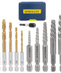 11 Piece Screw Extractor Set For Broken Screws And Bolts Metric Easy Out With Reverse Drill Bits Left Hand Drill Compatibility