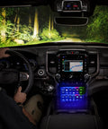 Interior view of vehicle dashboard with illuminated Led Pod Lights Wiring Harness Kit With 12V 5Pin Rocker Switch SPST