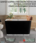 Premium Freestanding Acrylic Oval Soaking Bathtub 67 Inch Deep Soak Basin With Sleek Chrome Drain in elegant bathroom setting.