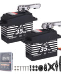 Beefy Pack Of 2 Waterproof 35Kg High Torque Coreless Metal Gear Digital Servos With 25T Horn Arms for RC Crawlers and Trucks