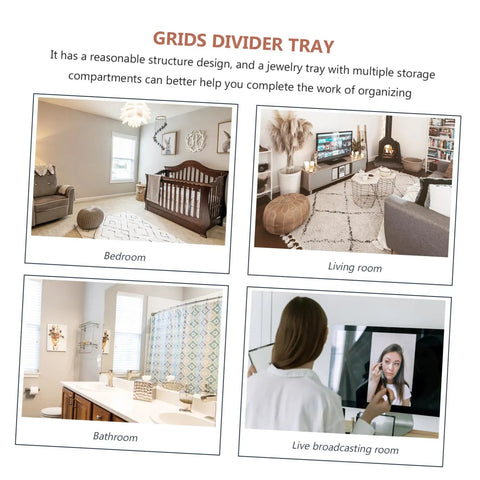 Lowkey Perfect Multi Grid Jewelry Tray For Rings And Necklaces With Smart Dividers in organized home settings.