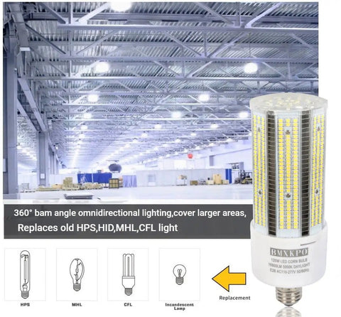2 Pack 120W LED Corn Light Bulb 16800 Lumens Daylight 5000K E26 E39 Base Replacement For HID HPS Mercury Vapor Lamps