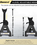 Beefy Heavy Duty 3 Ton Steel Jack Stands Adjustable Lift Stands Pair With Sawtooth Ratchet Bar And Double Lock Stable Pyramid Base