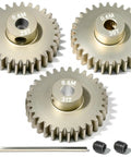 0.6 Mod RC Pinion Gear Set 29T 30T 31T In 7075 Aluminum With 3.175mm Bore For 540/550 Motors, with screws and hex key