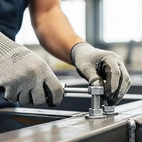 Worker assembling structure with Steel Fender Flat Washers M10 10 x 21 x 1.2 mm 400 Pack Zinc Plated Carbon Steel Hardware.