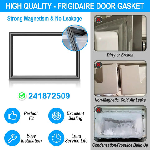 Upgraded 241872509 Freezer Door Gasket With Magnetic Seal And PVC Outer Layer For Frigidaire And Kenmore Refrigerators