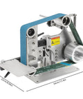 Heavy Duty Bench Belt Sander 2X36 Inch, 750W Variable Speed Grinder Tool With Digital Display Up To 5000 RPM showing metal body and sanding belt.