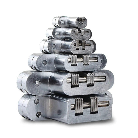Hidden Door Hinge Set With Zinc Alloy Concealed Cross Hinges, 180 Degree Invisible Swing, stacked view