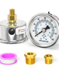 Stainless Steel Dry Pressure Gauge 0 To 160 Psi With Two Inch Dial Back Mount For Air Compressors RV Regulators And Water Systems