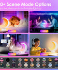 Smart Moon Table Lamp With Touch Control And Bluetooth App Control 20 Plus Scene Modes Music Sync Sleep Timer in various settings