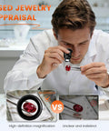 Man using Five Piece Jewelers Loupe Set With 5X 10X 15X 20X 30X 36mm Glass Lenses to inspect a gem, clear view