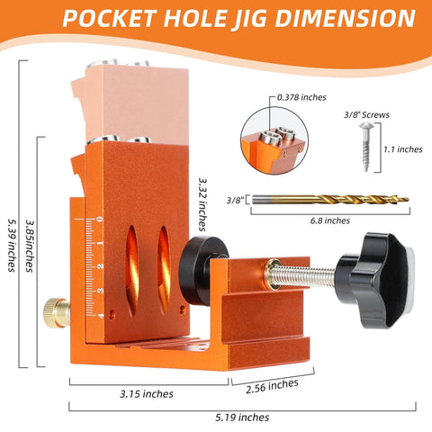 All In One Pocket Hole Jig Kit For Super Strong Hidden Joints With 15 Degree Adjustable Drill Guide Easy Angled Hole Setup