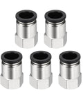 Five Pack Push To Connect Fittings For Pneumatic Systems One Half Inch Tube One Eighth NPT Nickel Plated Brass Straight
