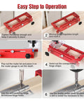 Pro Grade Door Hinge Template Kit For Router with adjustable mortise jig on a wooden door, showing step-by-step operation.