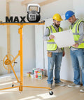 VEVOR 16ft drywall lift, front view, with adjustable telescoping arm, orange, 150 lb capacity, wheeled base.