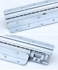 Beefy Heavy Duty Drawer Slides With Ball Bearings Full Extension Steel Guides for 130 Kg Load Pull Out Shelves, close-up view.