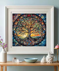 Tree Of Life Diamond Painting Kit For Adults Beginners 5D Full Drill Round Beads DIY Dot Art For Home Wall Decor displayed in frame