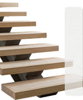 Clear No Slip Stair Tread Tape 4x32 Inches with anti-slip strips, shown on wooden stairs, ideal for safety in homes.