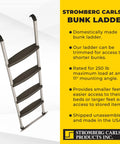 Lightweight Aluminum Bunk Ladder For RVs And Campers, 60 Inch Tall With Non Slip Rubber Feet, Secure Hooks, Includes Mounting Hardware, Molded Plastic Steps, Rust Free Stairs For Travel Trailers And Mobile Homes, angled view